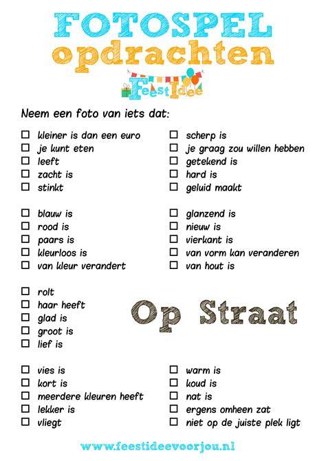 Foto opdrachten spel volwassenen